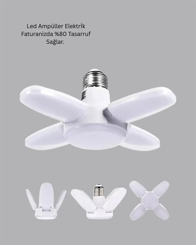 4 Kollu Katlanır Pervane LED Ampül 60 Watt Yüksek Aydınlatma ve Enerji Tasarrufu
