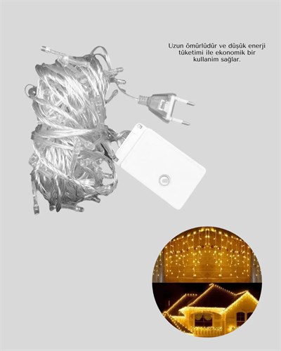 4 Metre Şelale Perde Led Işık Dış Mekan İç Mekan Uyumlu