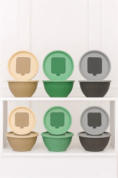 4 Parça Rendeli Karıştırma ve Saklama Kabı 2,5 Litre