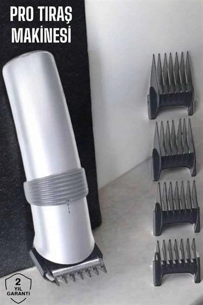 4 Taraklı Profesyonel Şarjlı Saç ve Sakal Kesme Tıraş Makinesi Seti