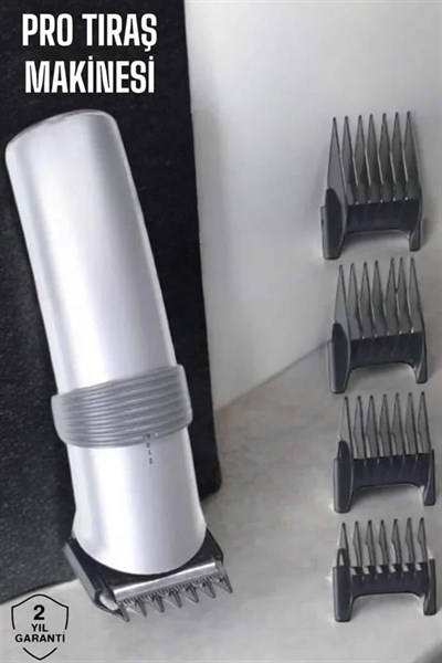 4 Taraklı Profesyonel Şarjlı Saç ve Sakal Kesme Tıraş Makinesi Seti