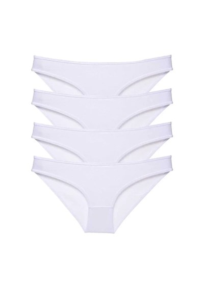 4 adet Süper Eko Set Likralı Kadın Slip Külot Beyaz