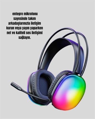 40mm Sürücülü RGB Kablosuz Kulaklık – Oyun ve Müzik için