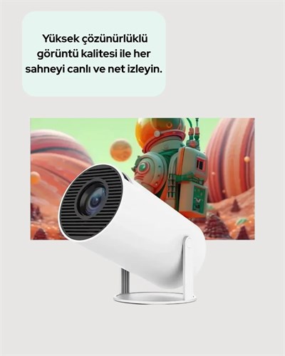 4K Uyumlu 130 İnç Full HD Projeksiyon Cihazı ve Kablosuz Aktarım Özelliği