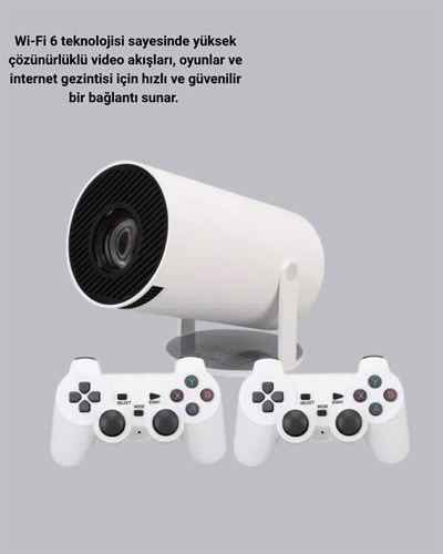 4K Wi-Fi 6 Projeksiyon Cihazı – 10.000+ Oyun Desteği, Kablosuz Bağlantı ve Çoklu Giriş Portları