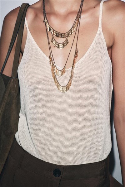 4LÜ METAL PLAKA KOLYE - Altın