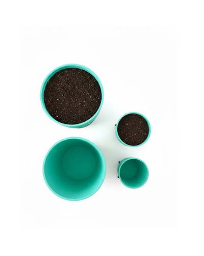 4’lü 3D Ayaklı Yeşil Saksı Seti Dekoratif Modern Tasarım