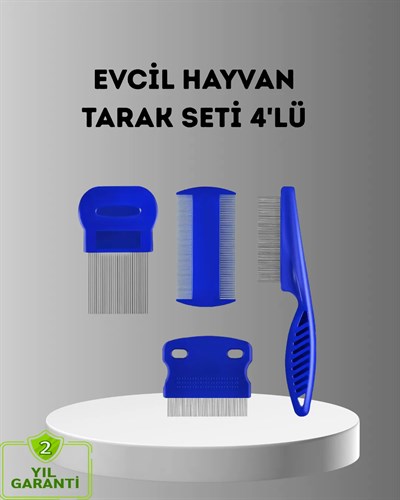 4’lü Kedi Köpek Tüy Temizleme Seti – Paslanmaz Çelik,Ergonomik ve Uzun Ömürlü