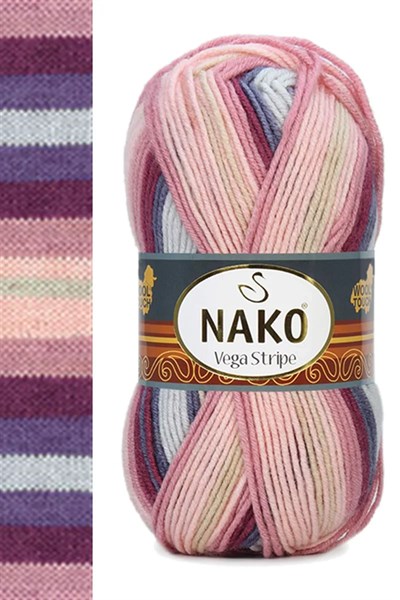 5 Adet Vega Stripe Premium Akrilik El Örgü İpi Yünü No: 82415