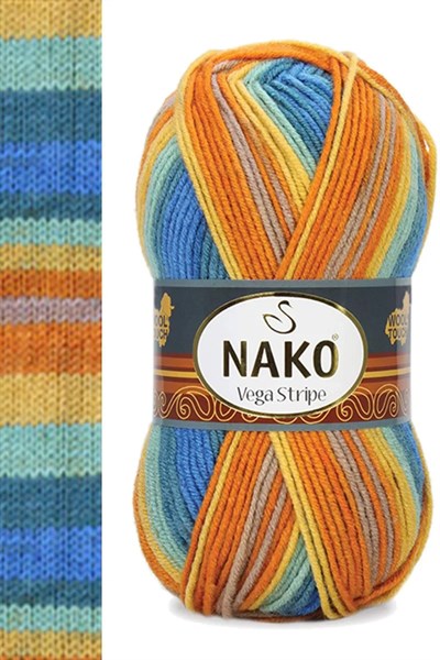 5 Adet Vega Stripe Premium Akrilik El Örgü İpi Yünü No: 82421