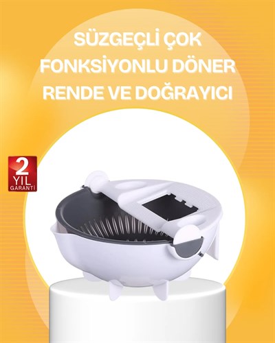 5 Fonksiyonlu Döner Süzgeçli Rende ve Dilimleyici Aparat