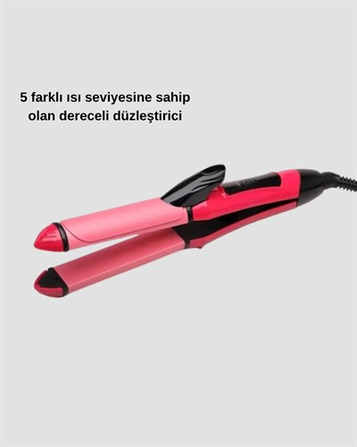 5 Kademeli Seramik Saç Düzleştirici – Düz ve Kıvırcık Mod, 26 mm Plaka, Profesyonel Saç Şekillendirme
