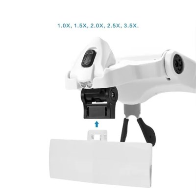 5 Lens 1.0x-3.5x, 2led Işıklı Ile Ayarlanabilir Gözlük Büyüteç9892B2