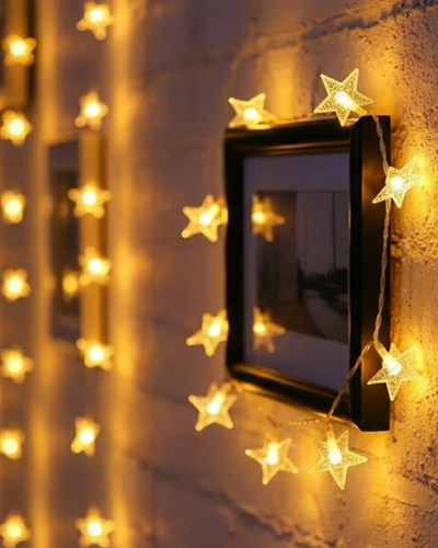 5 Metre 20 Yıldızlı LED Işık Zinciri Daylight Beyaz Salon ve Oda Dekoru