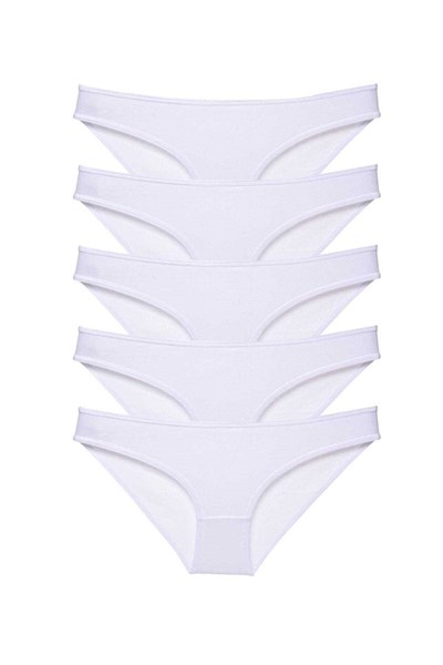 5 adet Süper Eko Set Likralı Kadın Slip Külot Beyaz