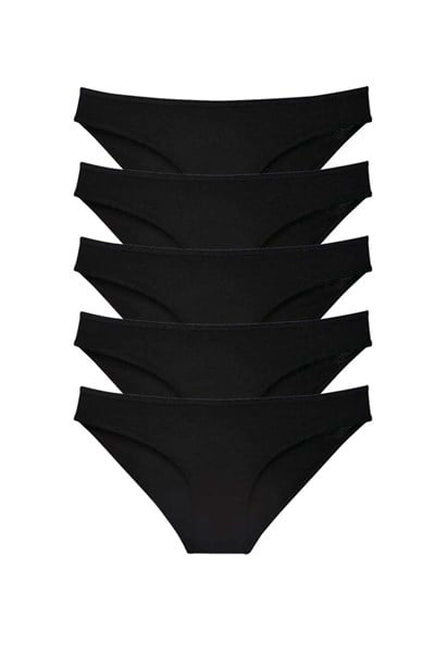 5 adet Süper Eko Set Likralı Kadın Slip Külot Siyah