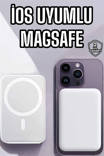5000 Mah İOS Uyumlu Magsafe Kablosuz Şarj Hızlı Şarj Desteği