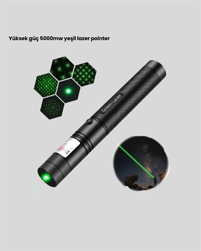5000mW Yeşil Lazer Pointer Profesyonel Uzun Menzilli