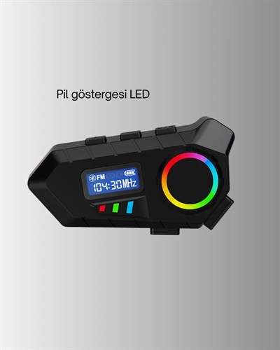 500mAh Bataryalı Bluetooth 5.4 İnterkom LED Ekranlı FM Destekli