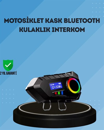 500mAh Bataryalı Bluetooth 5.4 İnterkom LED Ekranlı FM Destekli