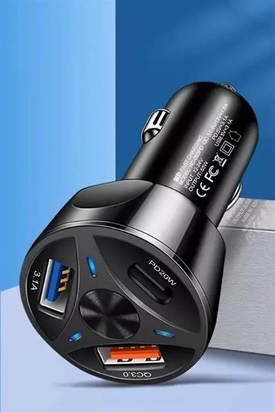 55w 3 Port Usb Araç İçin Telefon Şarj Cihazı 3 Girişli Çakmaklık Adaptör-31a Pd 20w Qc 30