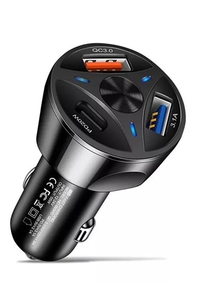 55w 3 Port Usb Araç İçin Telefon Şarj Cihazı 3 Girişli Çakmaklık Adaptör-31a Pd 20w Qc 30