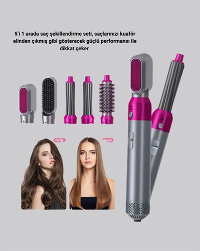 5’i 1 Arada Saç Şekillendirici Set Kuaför Düzeyinde Performans ve Ergonomik Tasarım