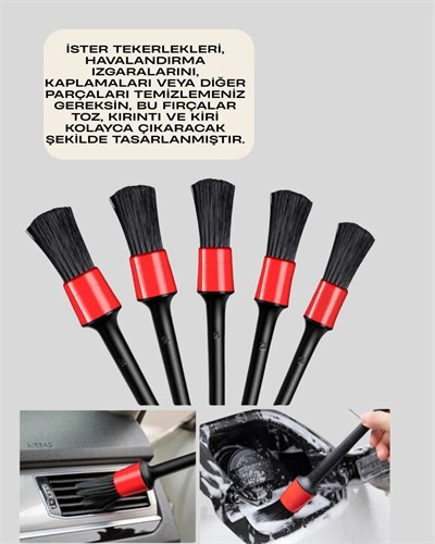 5li Araç Temizlik Fırça Seti-Detaylı Temizlik İçin Çok Amaçlı Fırçalar