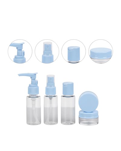 5’li Seyahat Dolum Şişe Seti 30 ml Şeffaf Taşıma Çantalı
