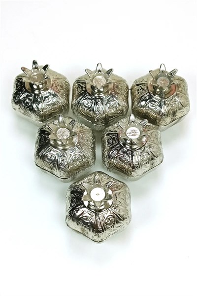 6 Lı Mini Eskitme Osmanlı Temalı Açık Renk Nar Lokumluk Sunum