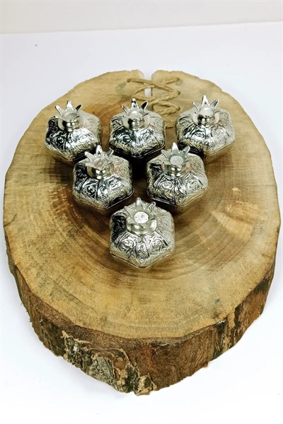 6 Lı Mini Eskitme Osmanlı Temalı Açık Renk Nar Lokumluk Sunum