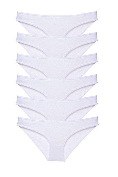 6 adet Süper Eko Set Likralı Kadın Slip Külot Beyaz