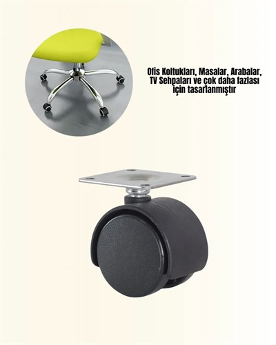 6 cm Kilitsiz Masa Ayağı Tekerleği 4’lü Set Çok Amaçlı