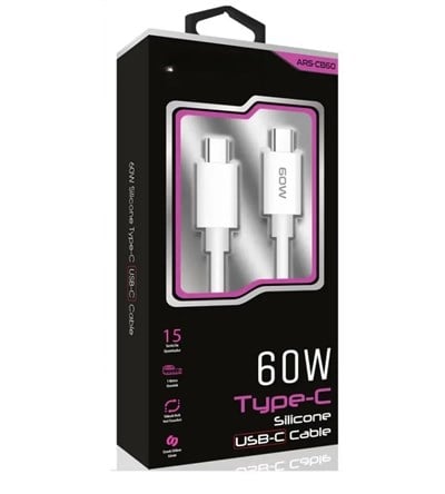 60W USB-C Type-C Silikon Şarj Kablosu Hızlı Şarj, Dayanıklı ve Esnek Tasarım, Tüm USB-C Cihazlarla Uyumlu