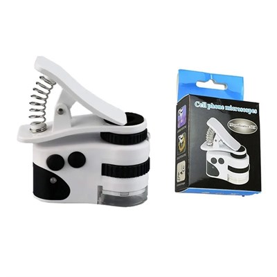 60X Mini Cep Telefonu Için Mandallı Mikroskop Uv Ledli Büyüteç Model AL2431