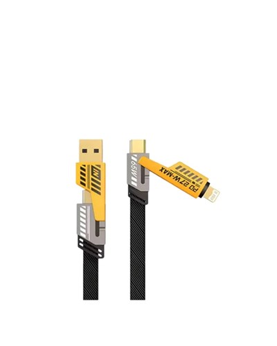 65W 4ü 1 Arada Çoklu Şarj Kablosu – USB-C, USB-A, Lightning, Veri ve Şarj Desteği