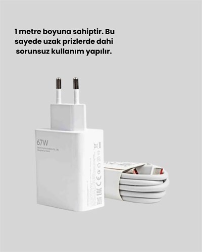 67 Watt Güvenli Hızlı Şarj Adaptörü Samsung M31 M33 M51 Uyumlu