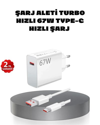 67W Turbo Type-C Hızlı Şarj Adaptörü – Akıllı Koruma Çipli, Hızlı Şarj Destekli