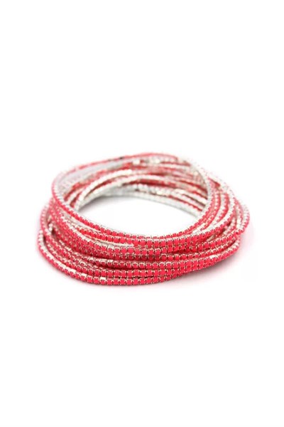 6lı Lastikli Bileklik - Fuşya