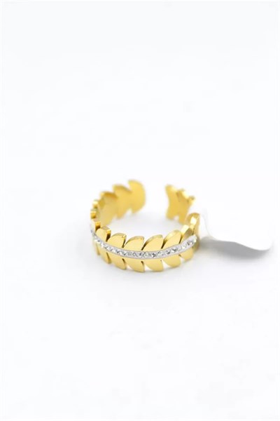 6lı Taşlı Yaprak Yüzük - Altın