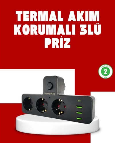7 Portlu Çoklu Priz USB ve Type-C Girişli Akıllı Güç Ünitesi