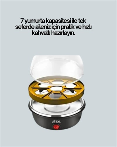 7 Yumurta Kapasiteli Buharlı Yumurta Pişirme Cihazı Sesli Uyarılı