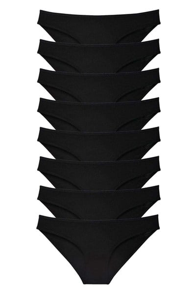 8 adet Süper Eko Set Likralı Kadın Slip Külot Siyah
