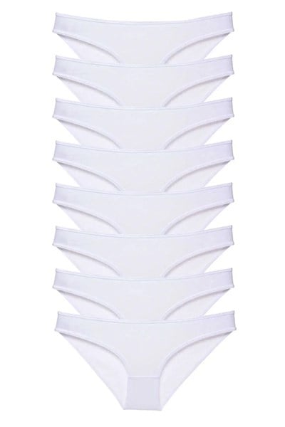 8 adet Süper Eko Set Likralı Kadın Slip Külot Beyaz