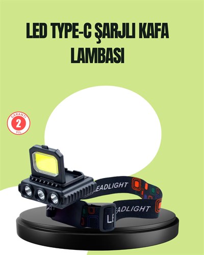 800 Lumen Çok Fonksiyonlu LED Kafa Lambası Type C Şarjlı