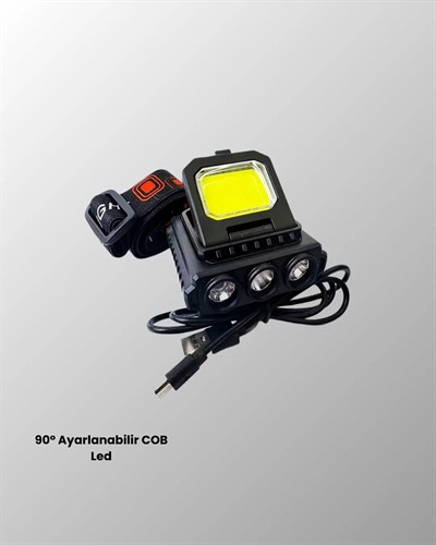 800 Lumen LED Kafa Lambası COB ve XPE Led Type C Şarjlı Ayarlanabilir