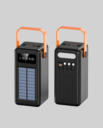 80000 mAh Güneş Enerjili Powerbank 4 Kablolu Type C Lightning Micro USB