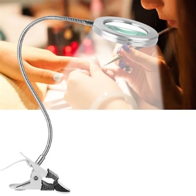 8x Büyütmeli Mandallı, Usb girişli Masa Lambalı, Okuma ve Güzellik Salon için Büyüteç 2088A