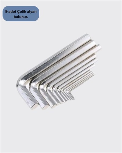 9 Parça Kısa Tip Alyan Seti Isıl İşlemli Profesyonel Kullanım