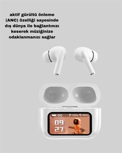 ANC Bluetooth Kulaklık – Dokunmatik, Powerbank Kutulu, Akıllı Sensörlü